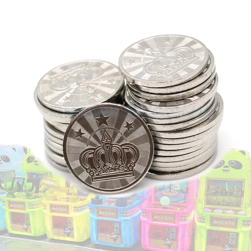 500 stücke Edelstahl 25mm x 1,8mm Token Design Logo Arcade-Spiele Münz akzeptor Kran Krallen automat Auto wäsche Flipper