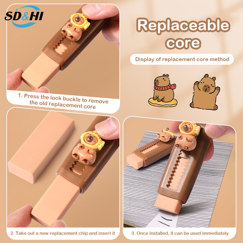 Kawaii Push Pull Capivara Borracha, Suprimentos Escolares Macio, Limpar Mess Livre, Borracha Estacionária, Escritório, Estudante, Caçoa Presente