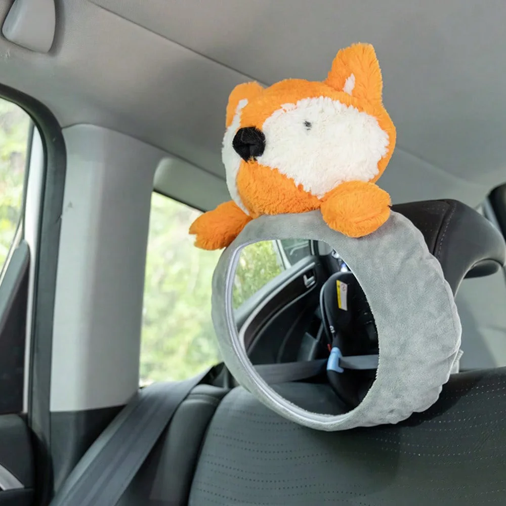 1 pièces miroir de voiture de bébé à vue facile, miroir de poupée de dessin animé de siège de voiture de sécurité pour arrière infantile, large vue cristalline, incassable