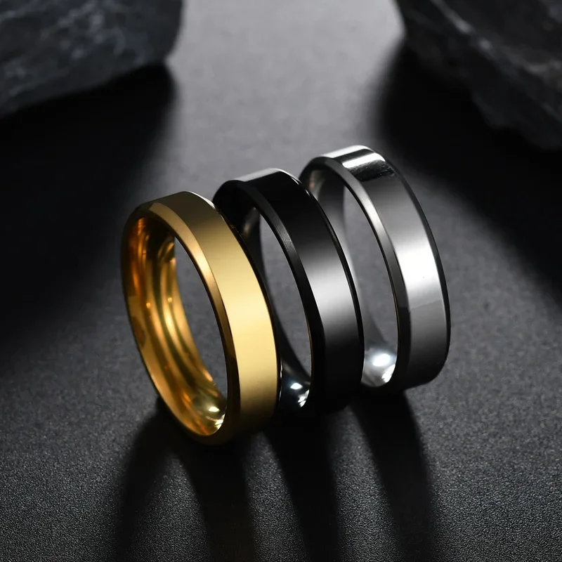 Anillos personalizados de acero inoxidable para hombre y mujer, con texto y logotipo grabado personalizado, para boda, Unisex, para hombre y mujer