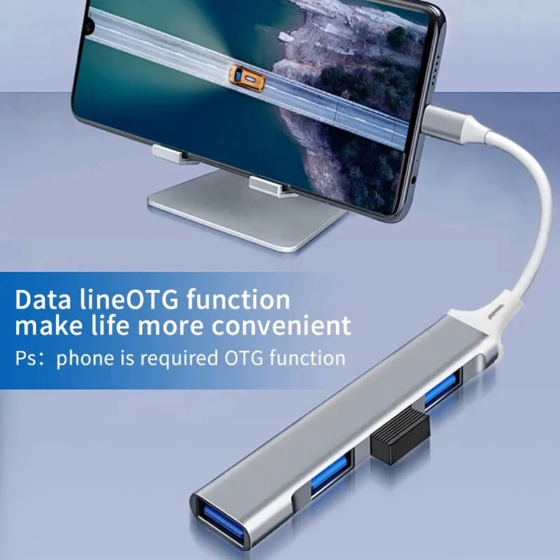 HUB USB tipo C MINI USB3.1 Multi 4 porte 4 in 1 adattatore Splitter in lega di alluminio OTG per Notebook Samsung Macbook Pro Air PC