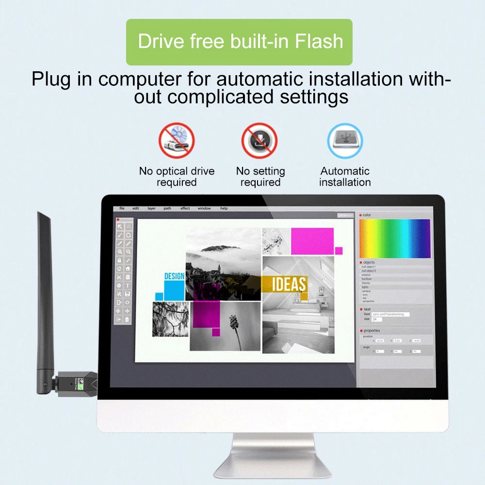 900Mbps WiFi USB Adapter 2 w 1 Bluetooth 5.3 Wifi6 Karta sieciowa 2.4G/5Ghz 5dbi Antena USB Dongle Receiver Darmowy sterownik do PC