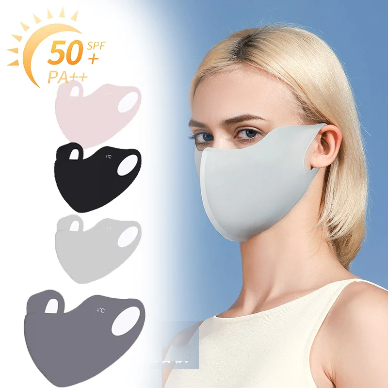 Bouclier facial de Protection solaire d'été avec acide hyaluronique, masque respirant et lavable en soie glacée, Protection UV des yeux pour le cyclisme, 1 à 40 pièces
