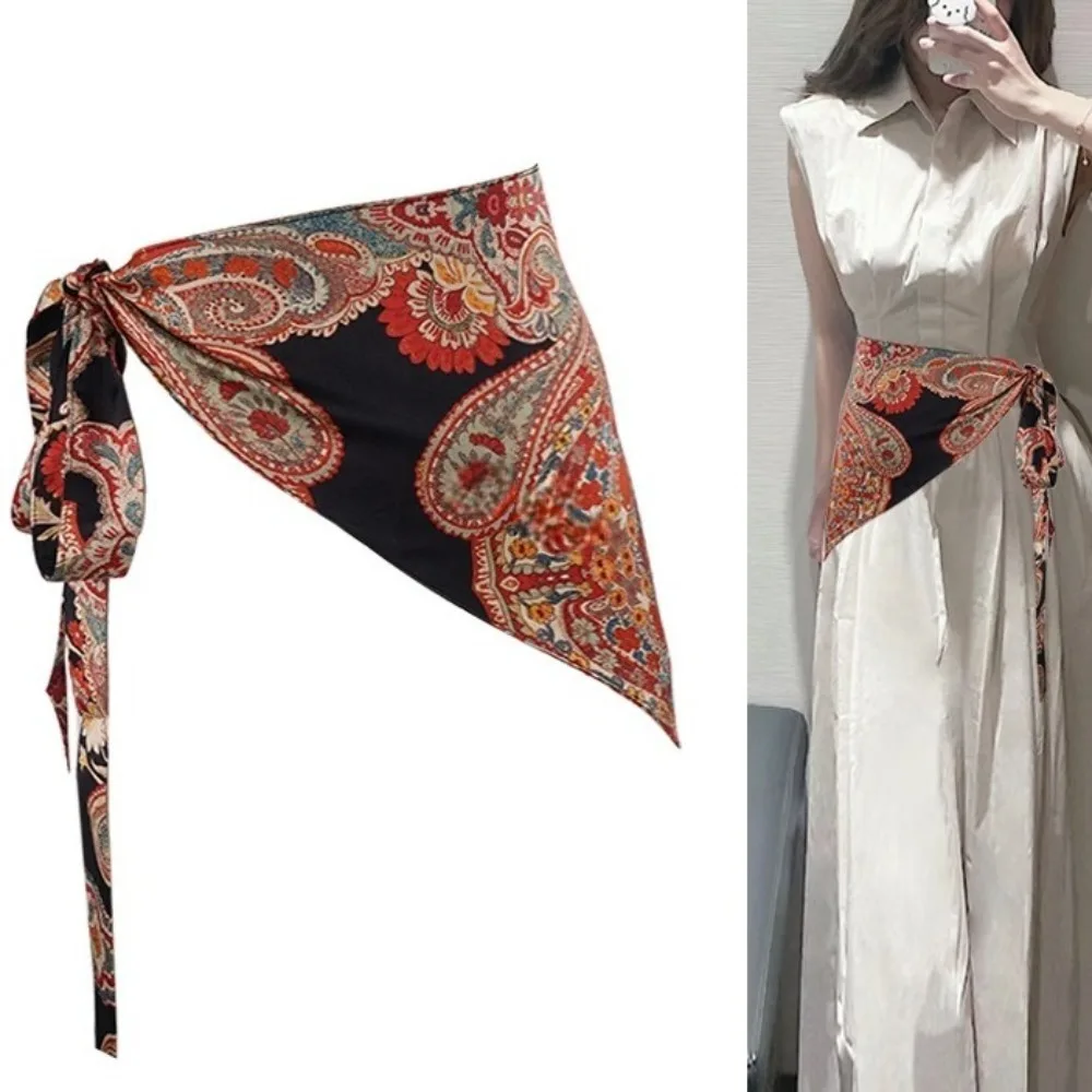 Cinturón Triangular de estilo étnico, decoración de pantalones vaqueros de estilo chino, cinturón Triangular Floral, accesorios de ropa, cinturón Triangular