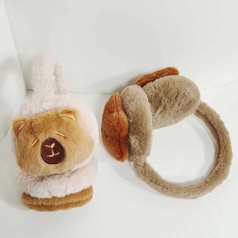 ฤดูหนาวหนา Capybara Guinea Pig Plush Ear Muffs นักเรียนขี่จักรยานกลางแจ้ง Warm Windproof เย็นหูอุ่น Plush Earmuffs