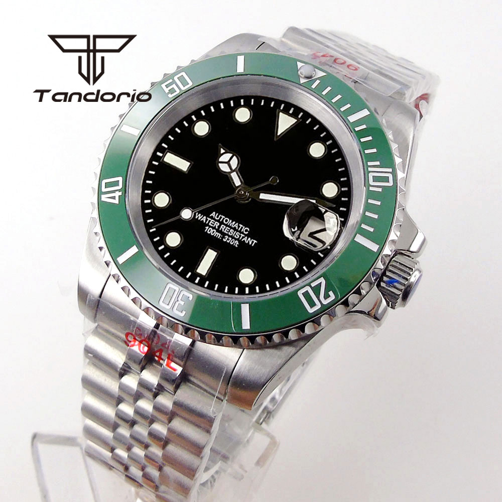 Tandorio NH35A Datum Edelstahl 40mm Dive Automatik Herrenuhr Saphirglas Drehbare Lünette Leuchtende mechanische Armbanduhr