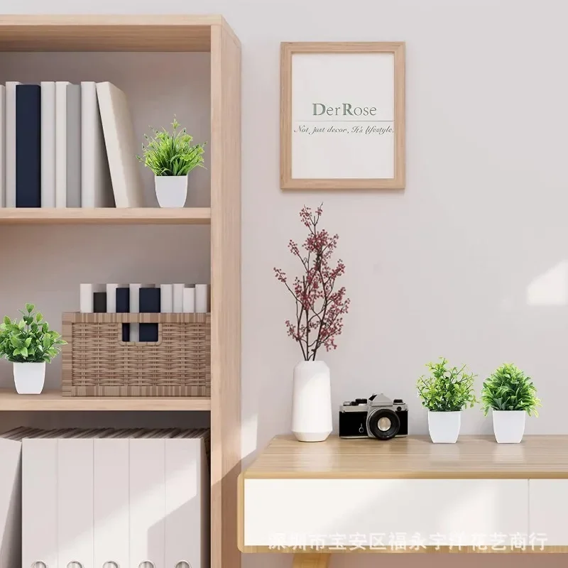 บอนไซประดิษฐ์สีเขียวปลอม Eucalyptus ดอกไม้กระถางต้นไม้สําหรับในร่มกลางแจ้งบ้านห้องนอนอุปกรณ์ตกแต่งสวน