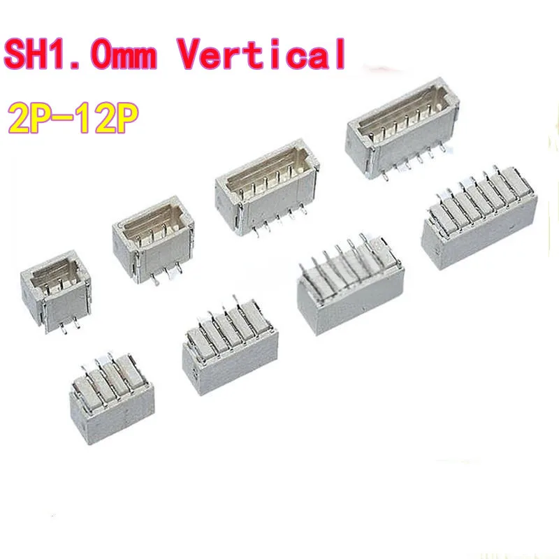 20 piezas SH1.0mm conector de paso Horizontal/Vertical de 1,0mm 2P/3P/4P/5P/6P/7P/8P/10P enchufe SMD