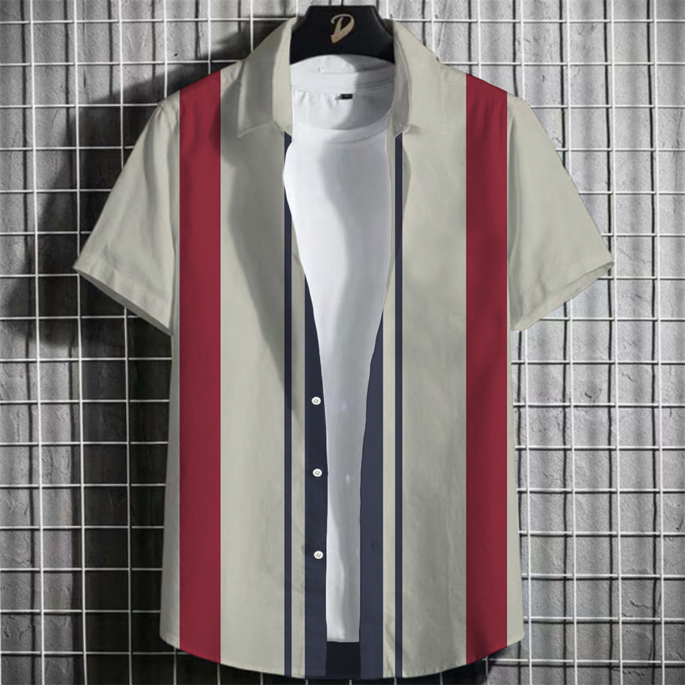 Camisa a rayas para hombre, camisa con estampado 3d de flores, pantalón corto informal, Tops de manga, camisas de fiesta en la playa, camisa hawaiana para hombre, ropa holgada 2023