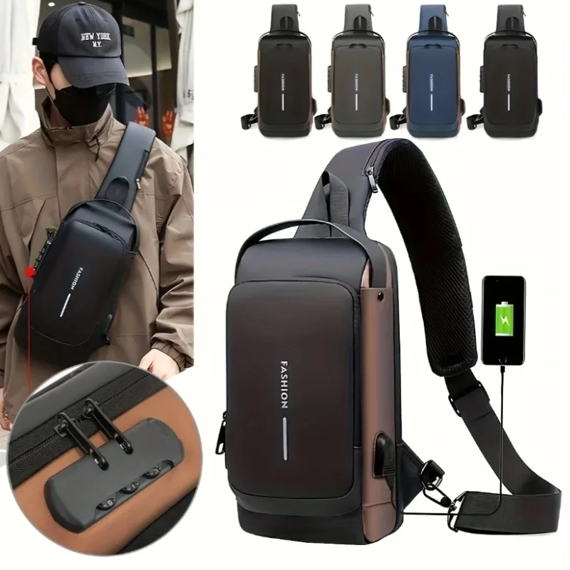 Borsa a tracolla USB antifurto multifunzione da uomo borsa a tracolla da viaggio a tracolla da viaggio a tracolla da uomo Pack Messenger Pack