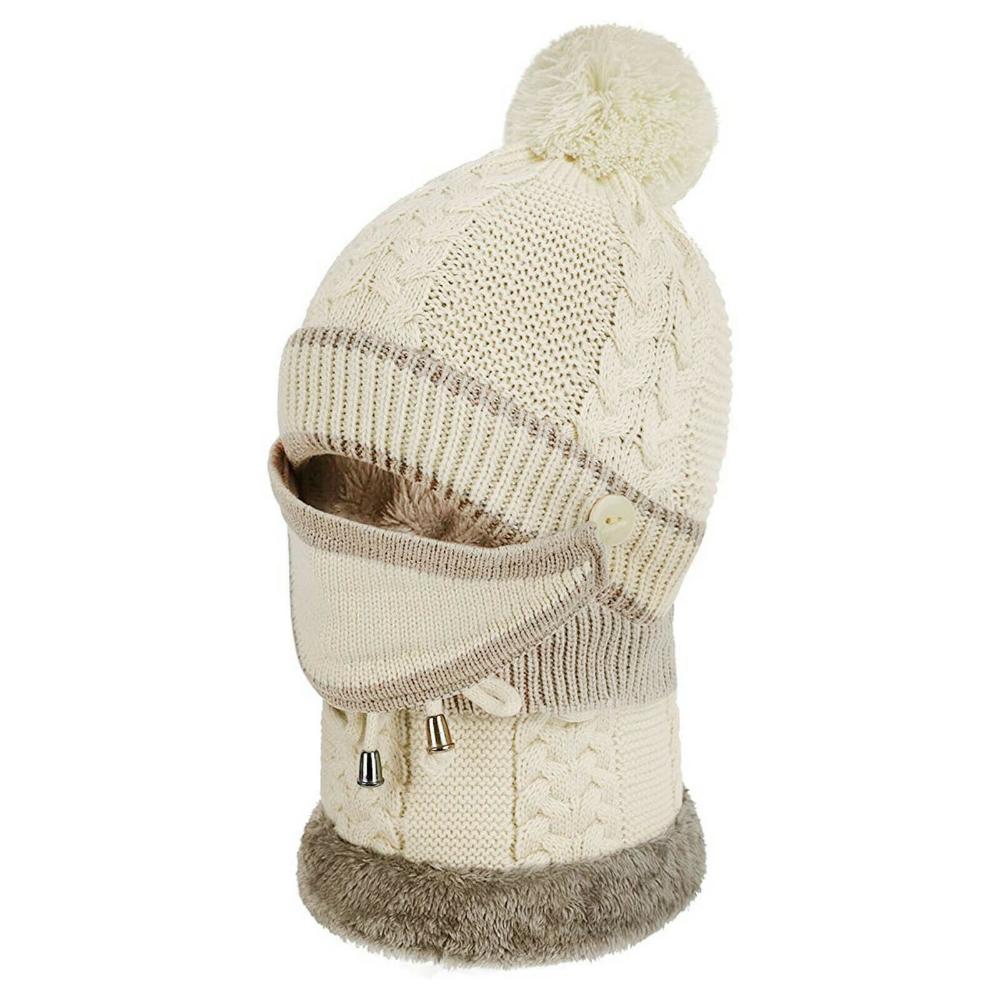 Mascarillas y bufandas de 3 piezas para mujer, gorro cálido para el cuello, conjunto de máscara, gorro de esquí para la nieve, Invierno