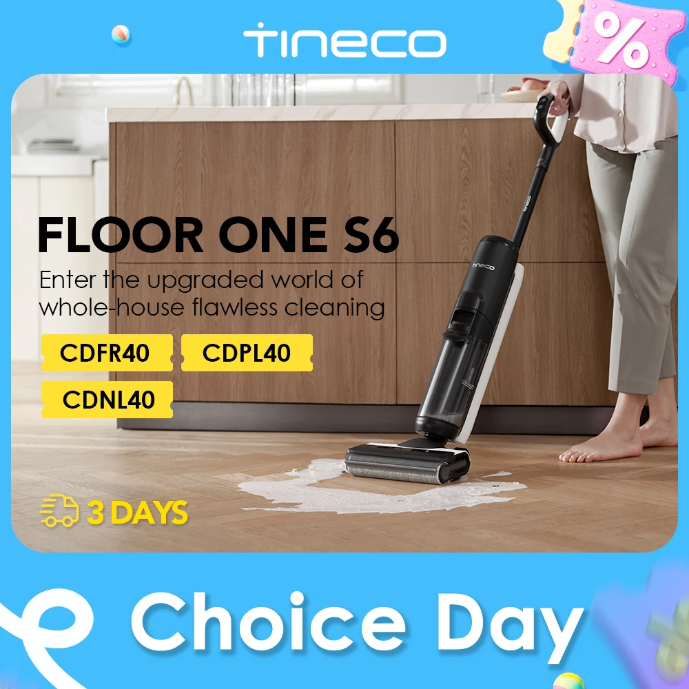 Tineco Floor One S6 draadloze nat-droogstofzuiger Vloerreiniger Mop Alles-in-één voor harde vloeren LED Dubbelzijdige randreiniging