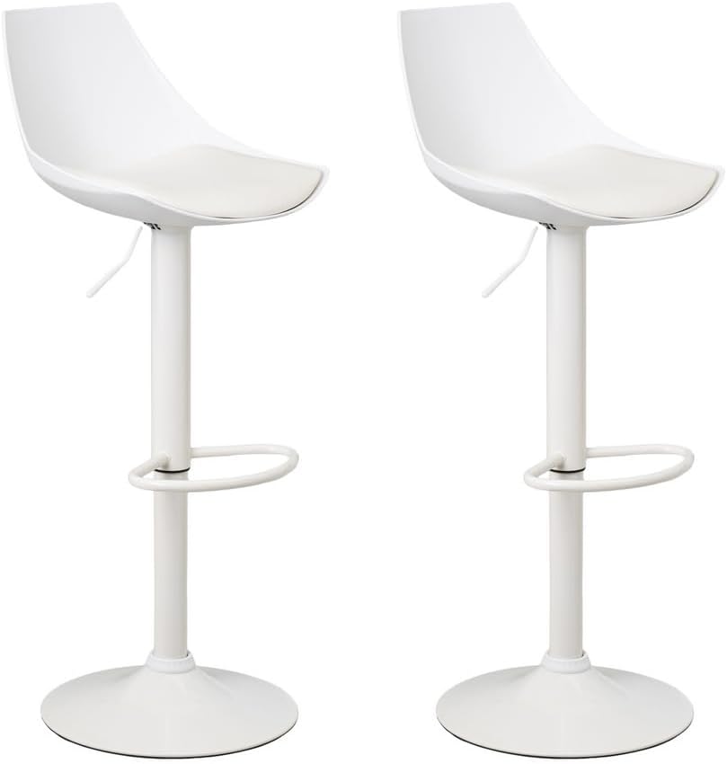 Set 2 Taburetes Altos Cocina Giratorios en 360 ° , Juego Sillas Bar Regulables en Altura 83 a 104 cm, con Respaldo,Mat