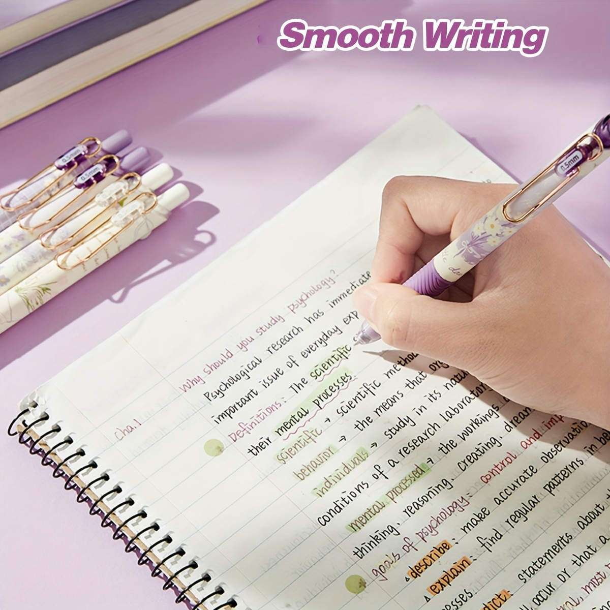 4pcs ดอกไม้น่ารักปากกาเจล,ปากกาเจลแบบพับเก็บได้,0.5 มม.แห้งเร็วหมึกสีดําปากกาน่ารักปากกา,Fine Point ปากกา,Smooth Writing ปากกา