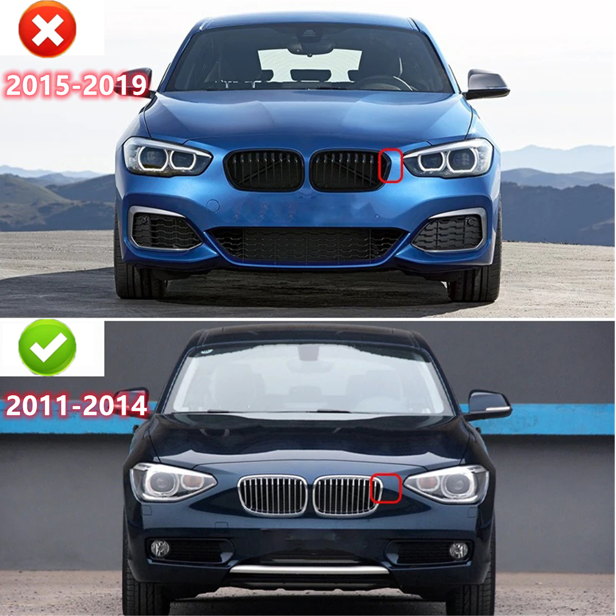 Grade dianteira do para-choque dianteiro do carro, grelhas de corrida de ripas duplas para bmw série 1 f20 f21 2011 2012 2013 2014, grelhas dianteiras de substituição