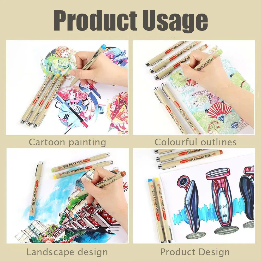 Art Manga Outlining ปากกา Pigment Liner ไมครอนปากกา MARKER ชุด Hook Line เข็มปากกาสําหรับ Sketch แปรงนุ่มเครื่องเขียนอุปกรณ์ศิลปะ