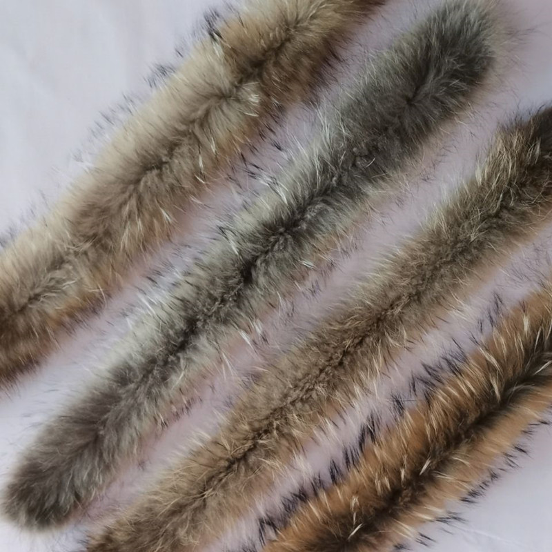 2023 gola de pele real 100% cachecol de pele de guaxinim genuíno 70cm inverno para mulheres roupas masculinas colar usado venda quente botão livre