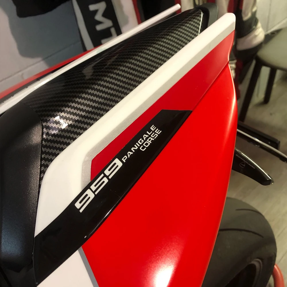 Penutup kursi belakang sepeda motor Panel Cowl pemboncengan ekor Fairing untuk Ducati Panigale 959 2015 2016 2017 2018 2019 karbon merah