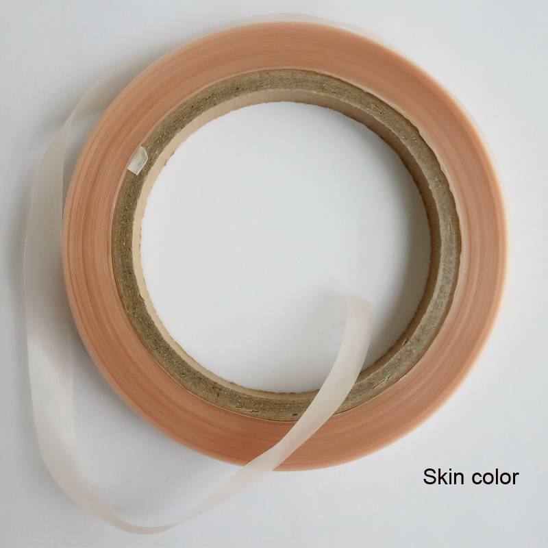 卸売スキン/ブラック/ブラウン PU 接着剤ストリップ 1.0 センチメートルテープヘアエクステンション作るための薄い PU 生地テープヘアエクステンションを作るため