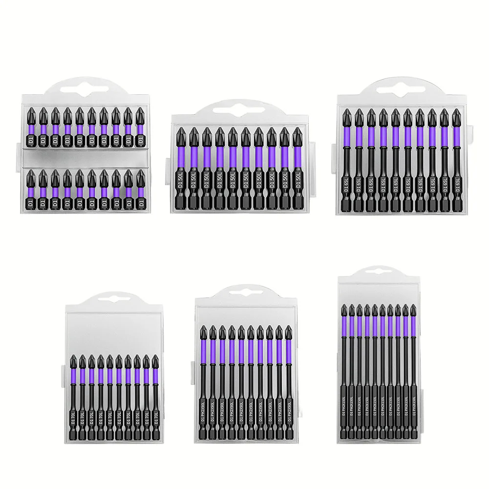 10/20PCS Magnetic Batch Head PH2 Cross Screwdriver Set Impact Drill Bit Screw Alloy Steel Non-slip Cross Screwdriver 25mm/150mm