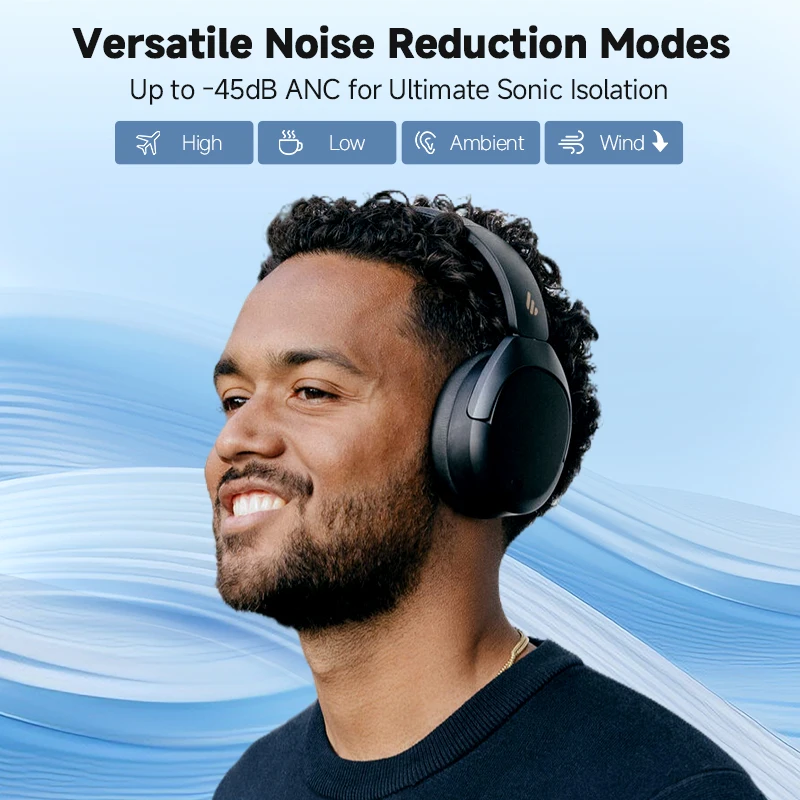 Edifier W830NB Auriculares inalámbricos Bluetooth 5.4 Cancelación activa de ruido Auriculares supraaurales de alta resolución LDAC plegables -45dB ANC 94H