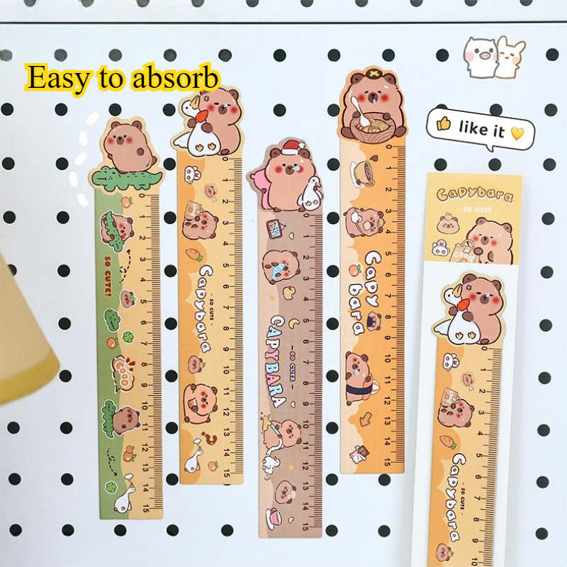 Righello segnalibro magnetico capibara cartone animato Simpatico righello da disegno irregolare per studenti Cancelleria scolastica creativa per bambini Kawaii
