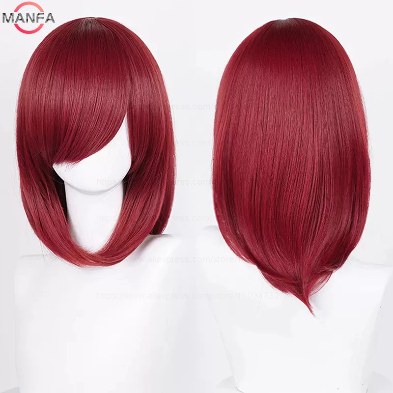 40 ซม.Medium Basic อะนิเมะคอสเพลย์วิกผมบางสีบลอนด์สีดําสีขาวสีแดงสีชมพูสีเขียวสีน้ําตาลทองสีฟ้าความร้อนทนผมสังเคราะห์วิกผม