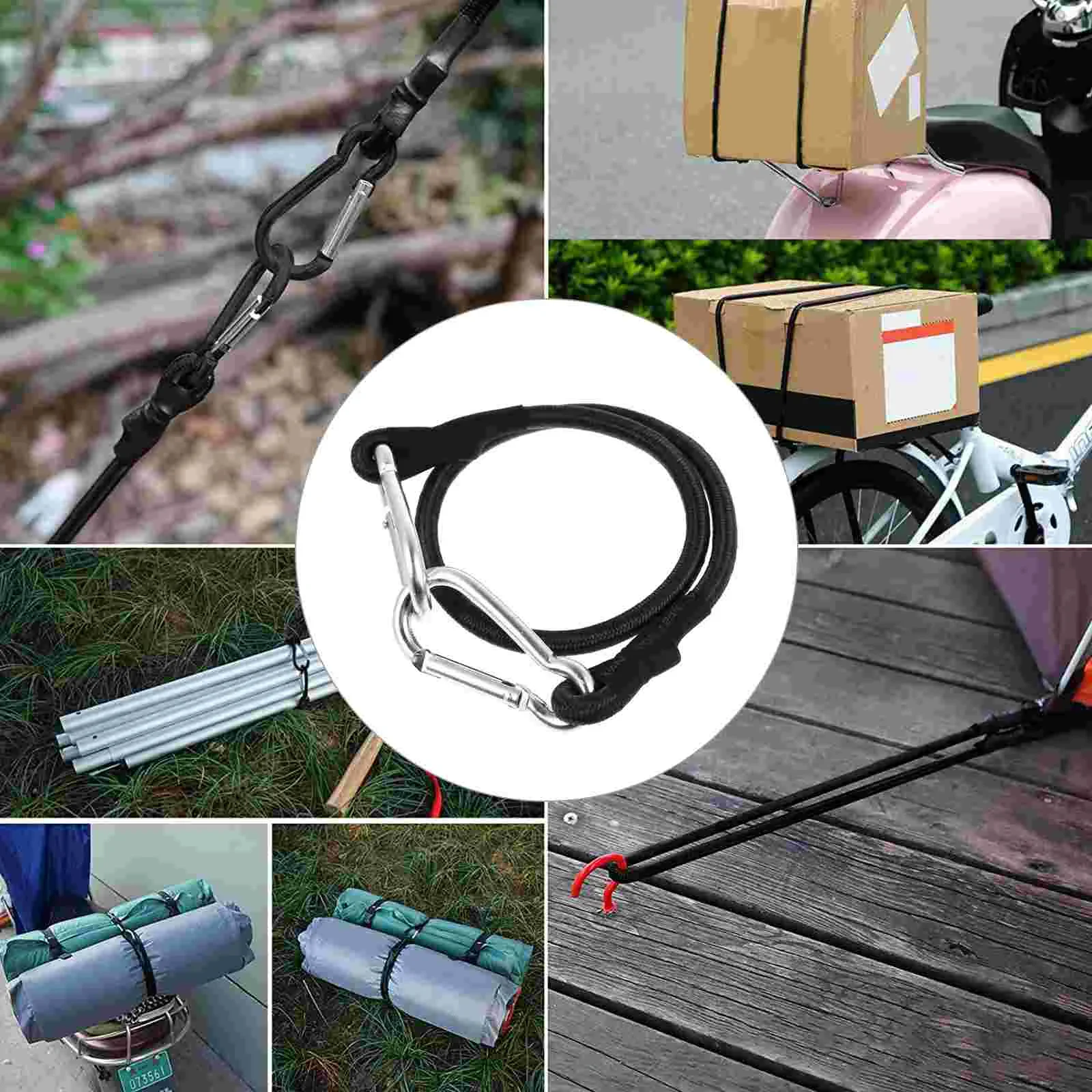Corda elastica per carichi pesanti da esterno Corda elastica per moschettone Ganci per kayak Ciclismo Bagagli Corde da imballaggio Accessori da campeggio