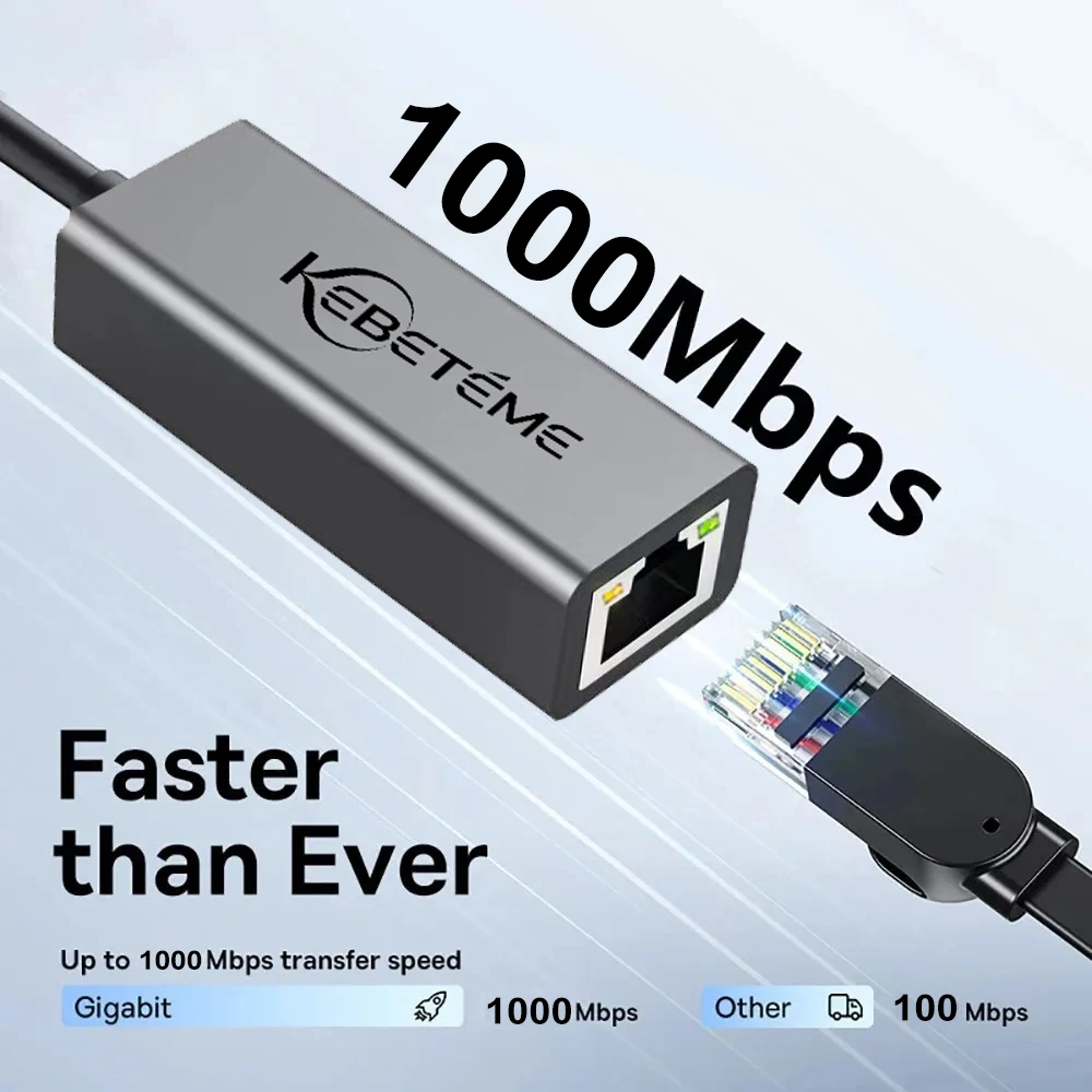 ﻿   10/100/1000 Мбит/с USB 3.0 к Rj45 Сетевая карта типа C к RJ45 Lan Ethernet-адаптер для ПК Macbook Windows Интернет-кабель для ноутбука