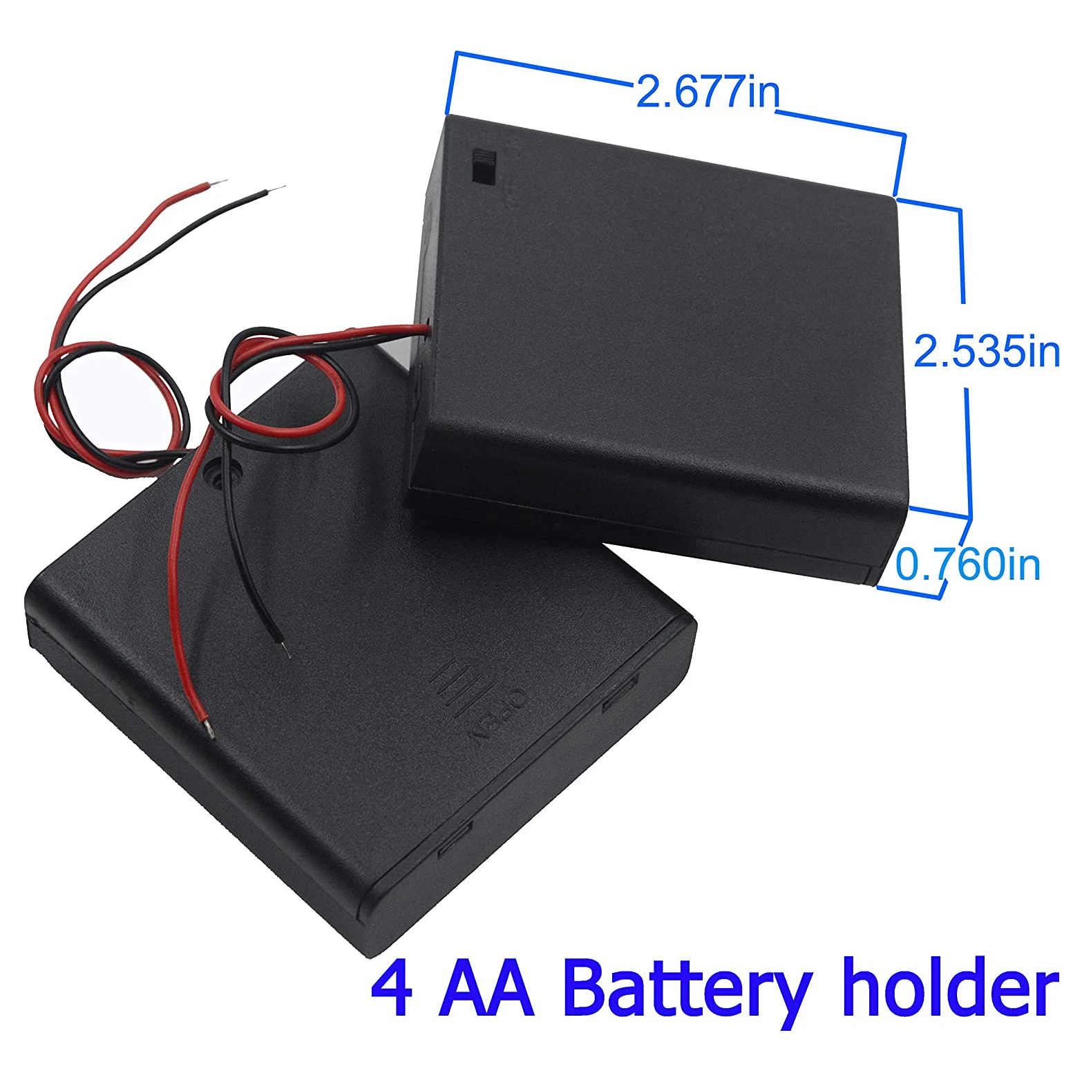 1/2/3/4 Khe Cắm AA Pin, 1.5V/3V/4.5V/6V Hộp Pin AA Với Dẫn Dây Tắt/Mở chuyển Đổi Và Vít Nắp Lưng Mặt Sau
