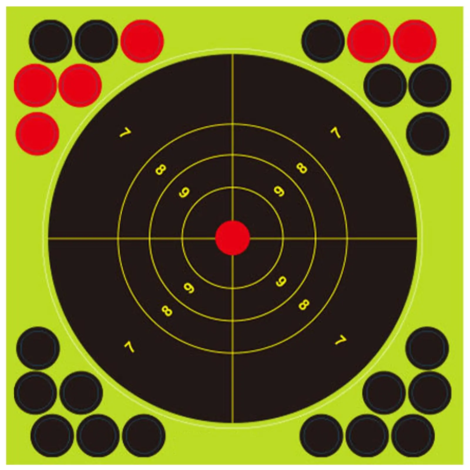 Objetivo de tiro contra salpicaduras de 8x8 pulgadas, pegatina fluorescente de ráfaga y parche, objetivo reactivo, entrenamiento de tiro y práctica de objetivo
