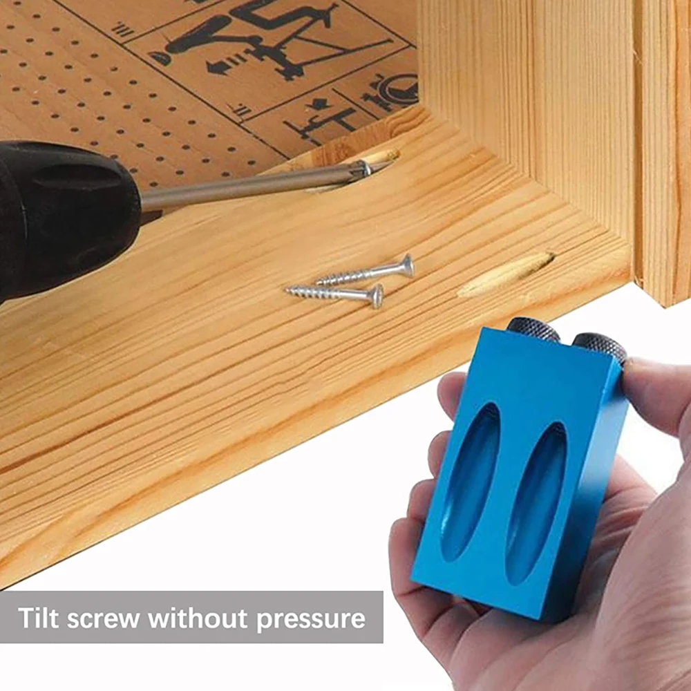Woodworking Oblique Pocket Hole Locator Jig Kit 15 Degree Angle Drill Guide Set Hole Puncher DIY Carpentry Tools Drill Bits