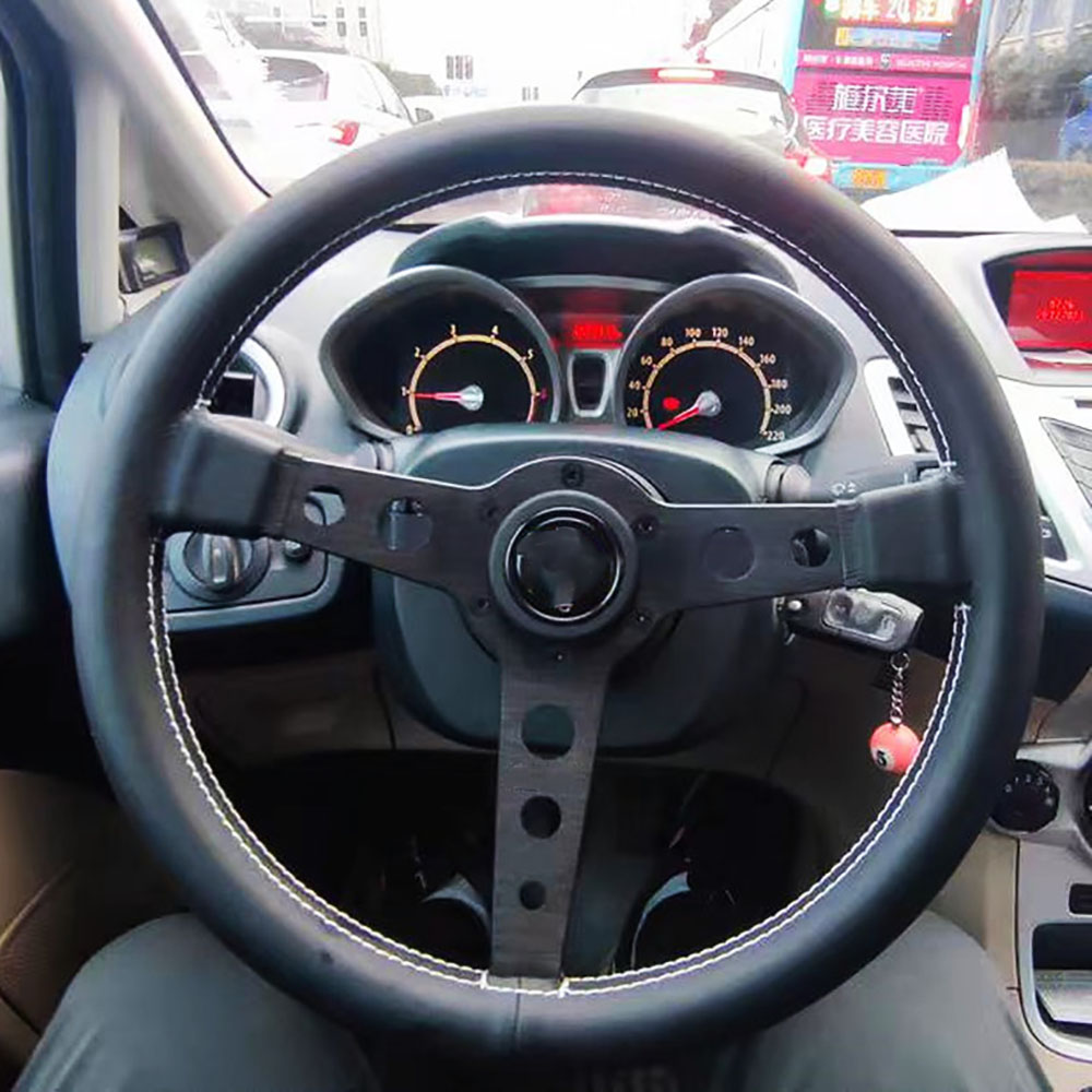 Novo Carro Modificação 14 Polegada Couro Modificação Volante Universal Volante 350mm accesorios para auto