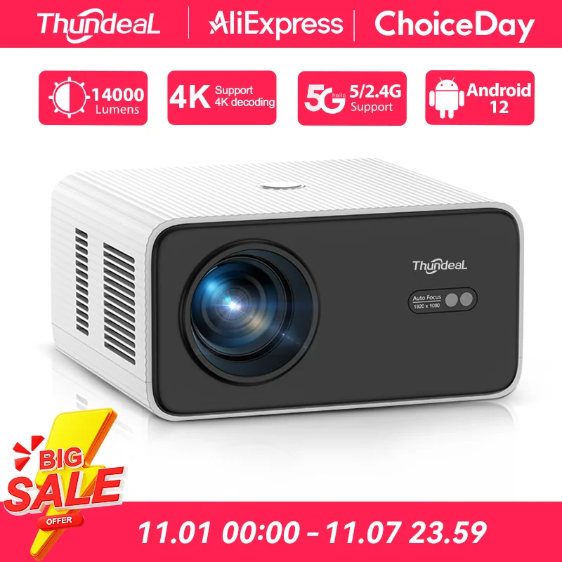 ThundeaL TD85W Full HD 1080P Mini Projector Android Auto Focus Portable Beam Projector TD85SE 4K Home Theater Outdoor