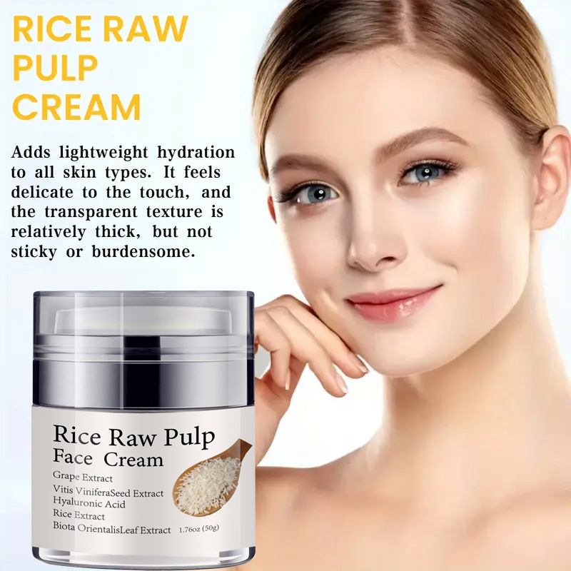 50g Rice Moisturizing Cream, Rich Nutritional Ingredients, Moisturizing, Gentle and Moisturizing, Light Texture, Quick Absorption and Unique Use Experience, Suitable for All Skin Types