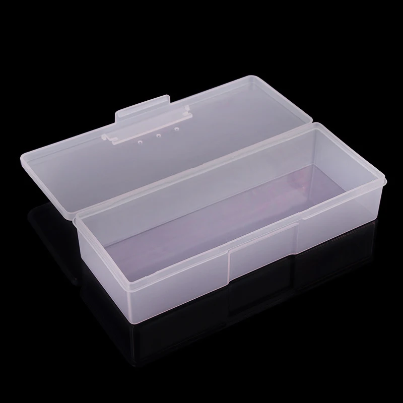 Rectangle Plastic Storage Box for Nail Art, Container Case, Nail Equipment Tool, Rhinestone Brush, Pen, Buffer, Grinding Files