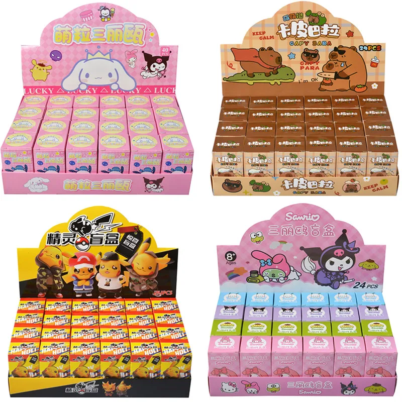 Anime Sanrio Hello Kitty Kuromi brelok wisiorek figurki Pokemon Pikachu brelok pudełko z niespodzianką zabawka dla dzieci prezent na boże narodzenie