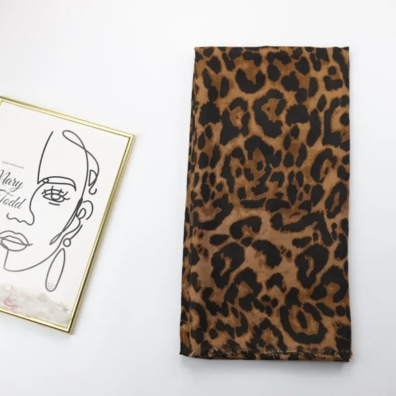 Bufanda de leopardo para mujer, Hijab musulmán con flecos, chal de viscosa, Pashmina suave estampada, bufanda gris de lujo para mujer, moda de otoño