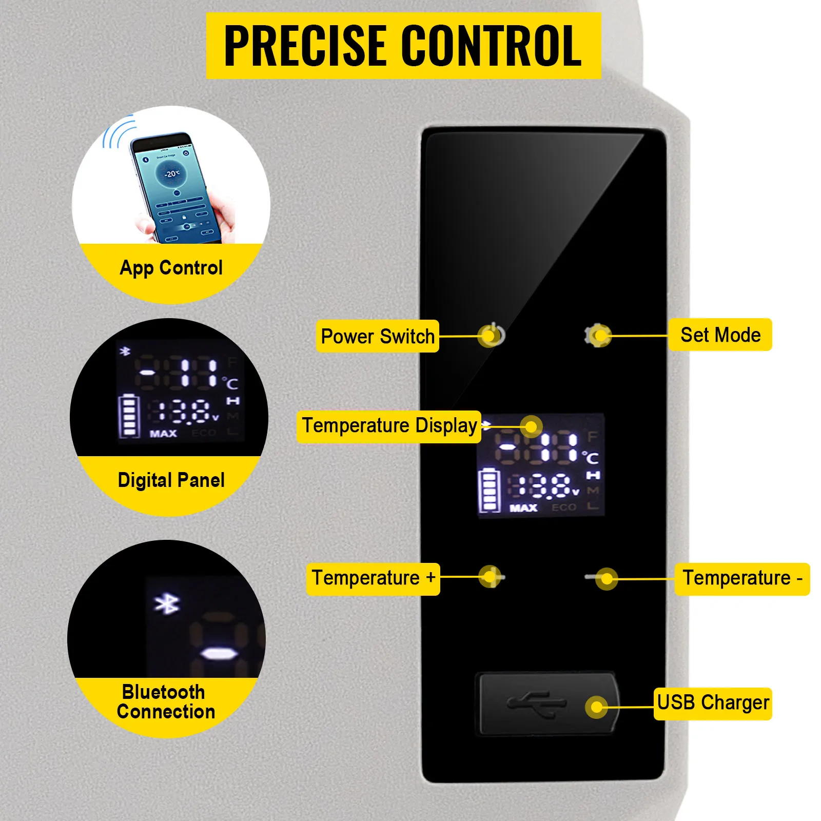 VEVOR Mini Frigorifero Portatile per Auto Congelatore 30L Schermo LED Digitale, Frigo Portatile Capienza 30/40/50L Campeggio Viaggio Auto Schermo di Controllo, Frigo Portatile 12V/24V da Auto Camion Barca