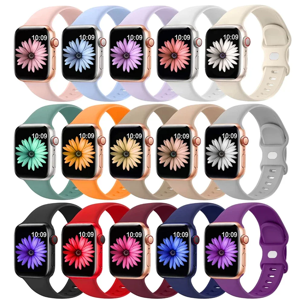 สายซิลิโคนสำหรับสายคาด Apple Watch 44มม. 40มม. 45มม. 41มม. 42-38มม. สายรัดข้อมือแนวสปอร์ต iWatch Series 8 7 SE 3 4 5 6 9 ULTRA 2 49มม.