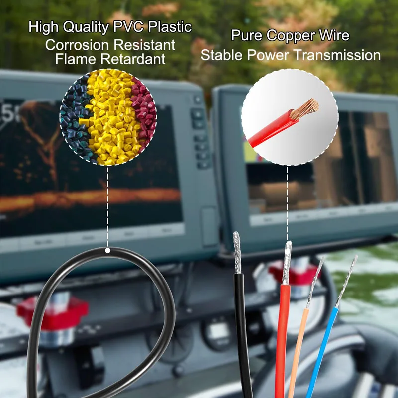 Marine Power/Datenkabel mit Gewinde 4-polig passend für Garmin-Wandler Echomap Chirp/Plus/UHD, GPSMAP & für Panoptix #010-01043-00