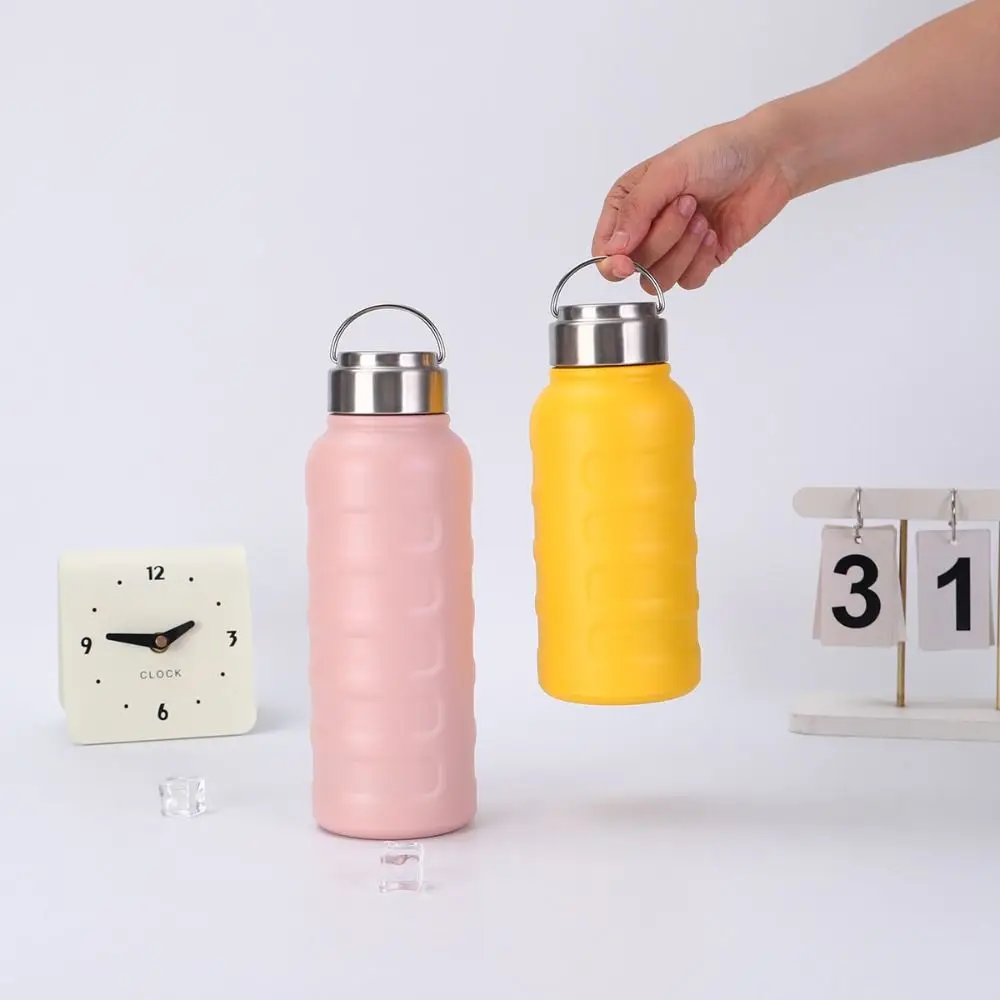 Botol Air Termos Dinding Ganda Pegangan Portabel 750Ml/1000Ml Botol Air Terisolasi Ramah Lingkungan Desain Anti Bocor