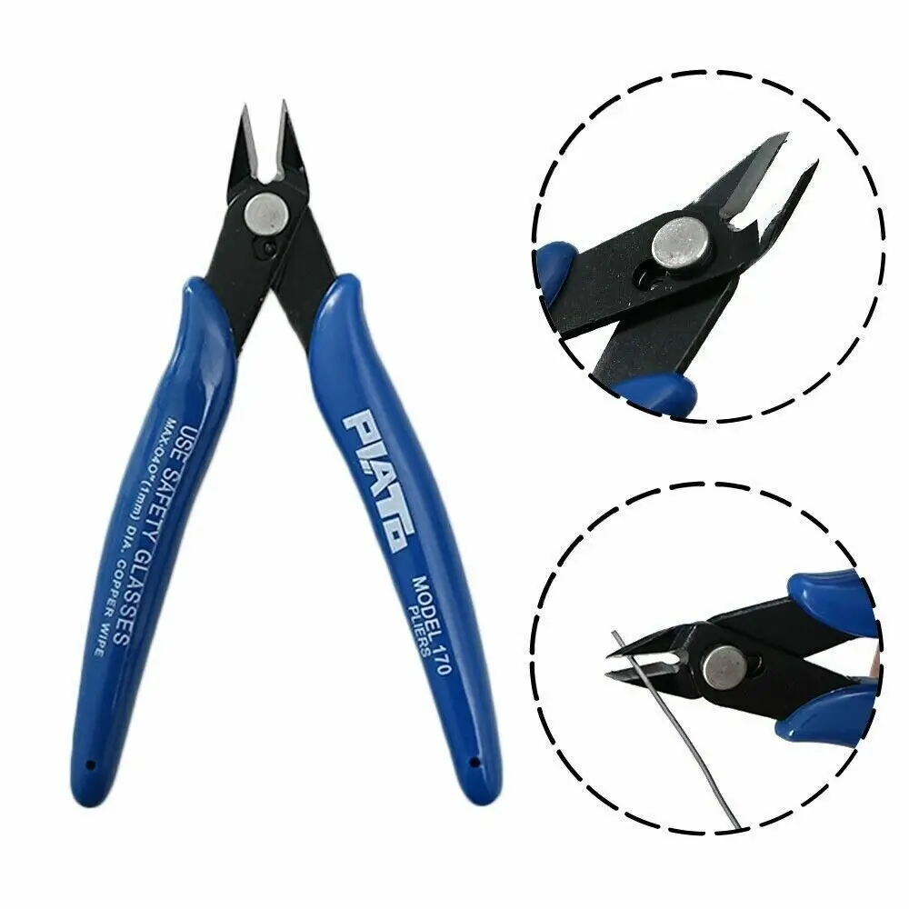NJBLZQ คีมเหล็กคาร์บอนคีมสายไฟเครื่องตัดตัดด้านข้าง Snips Flush Pliers Nipper บ้านเครื่องมือสีฟ้า