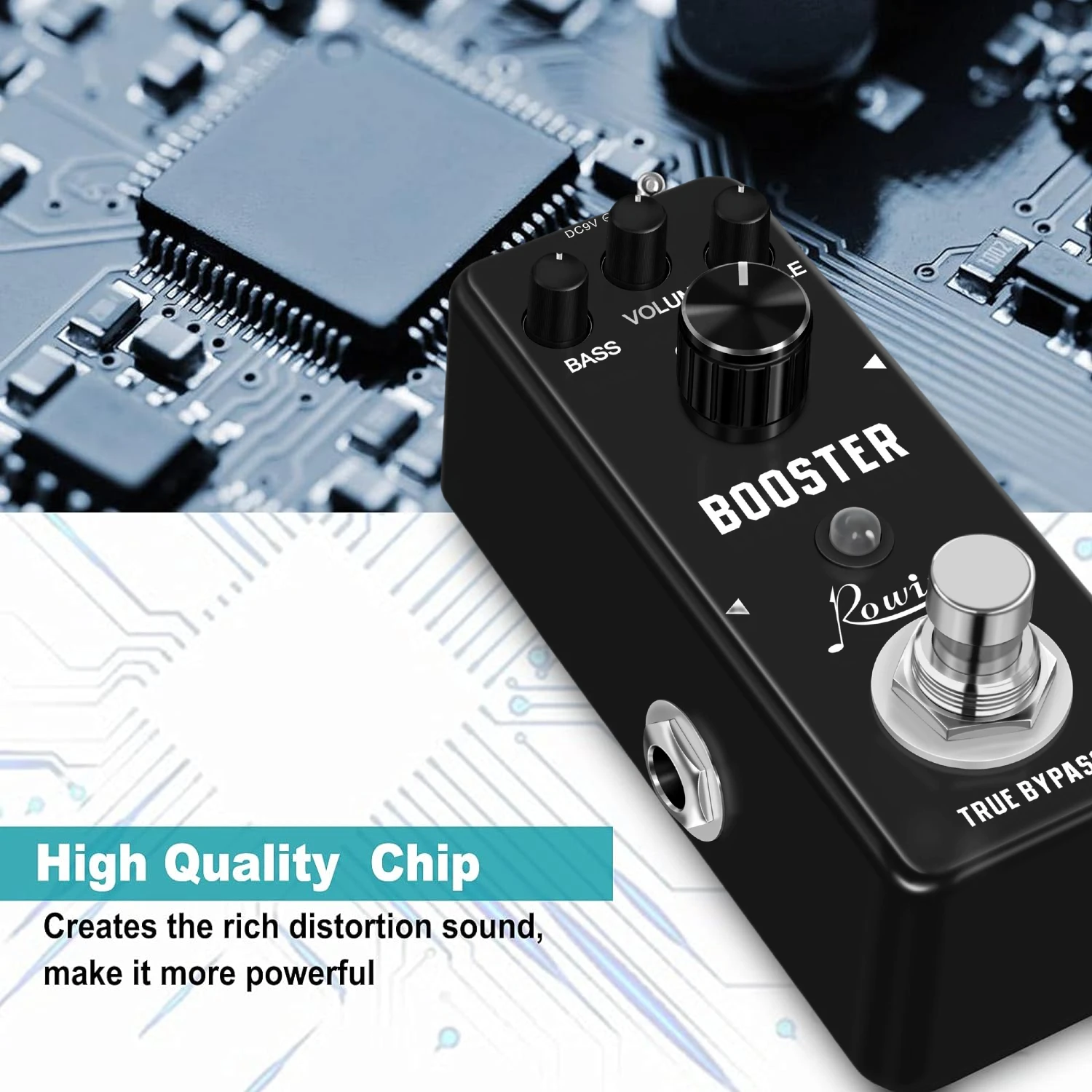 Rowin กีตาร์ไฟฟ้าเบส Booster Pedal Pure Analog Boost Bass/Treble/Volume Shape Your Tone Mini ขนาด True Bypass