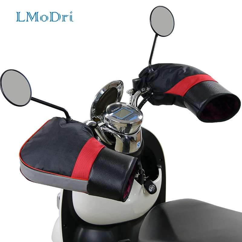 LMoDri-manoplas para manillar de motocicleta, cubiertas para manos, calentador, impermeables, guantes a prueba de viento, manguitos para manillar, mano de felpa gruesa