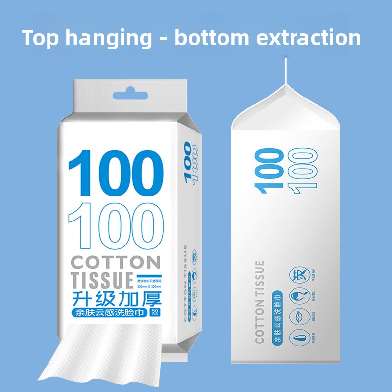 Hängendes, dickes, weiches Einweghandtuch aus reiner Baumwolle für Baby-Make-up-Entferner und Gesichtsreiniger mit abnehmbarem Gesichtstuch