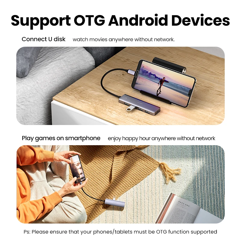 UGREEN-Hub con 4 puertos USB tipo C a USB 3,0, adaptador divisor para MacBook Pro, iPad Pro, Samsung Galaxy Note 10, S10