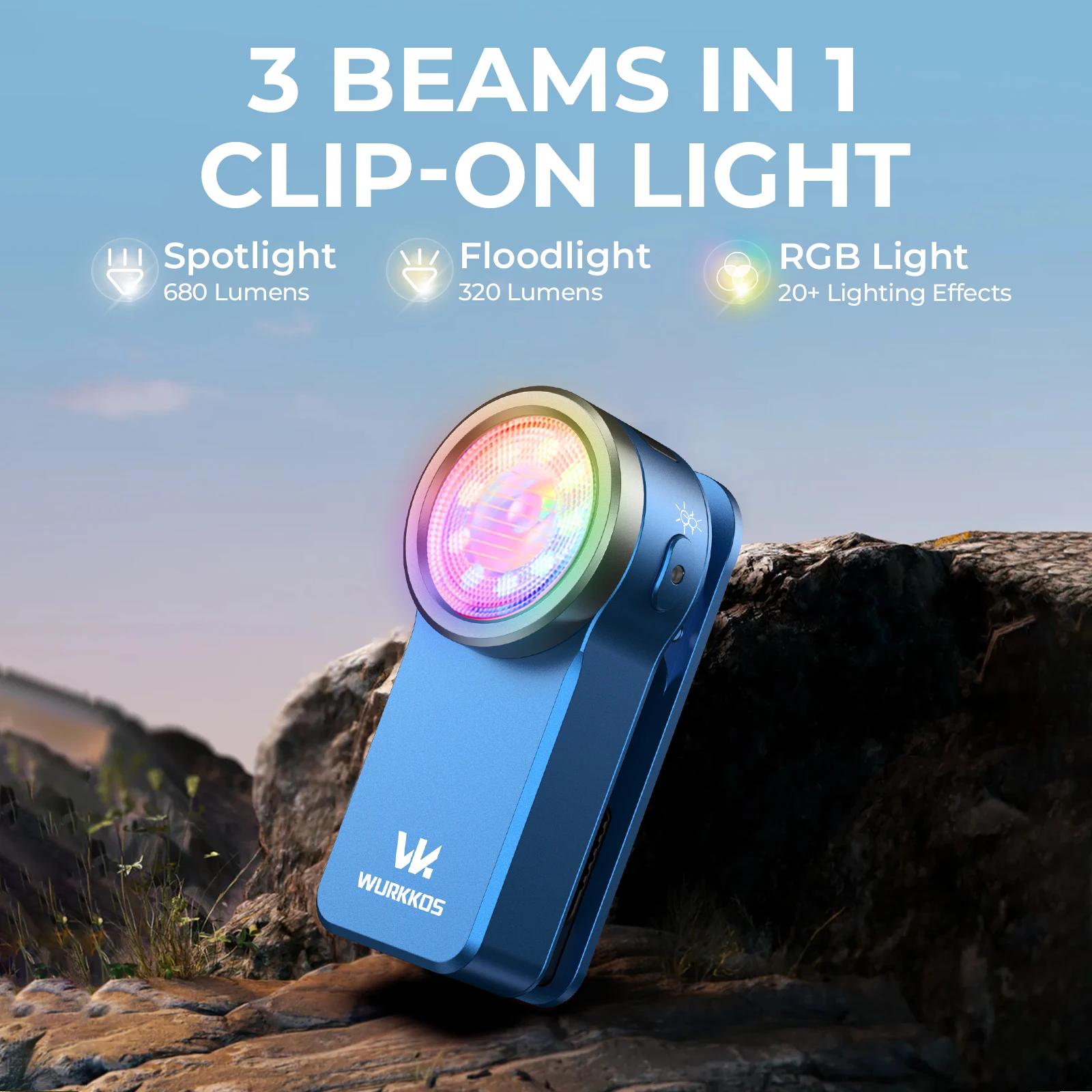 Wurkkos HD03 680LM USB C linterna de bolsillo recargable punto e inundación portátil EDC RGB antorcha con luz de Clip magnético para ciclismo