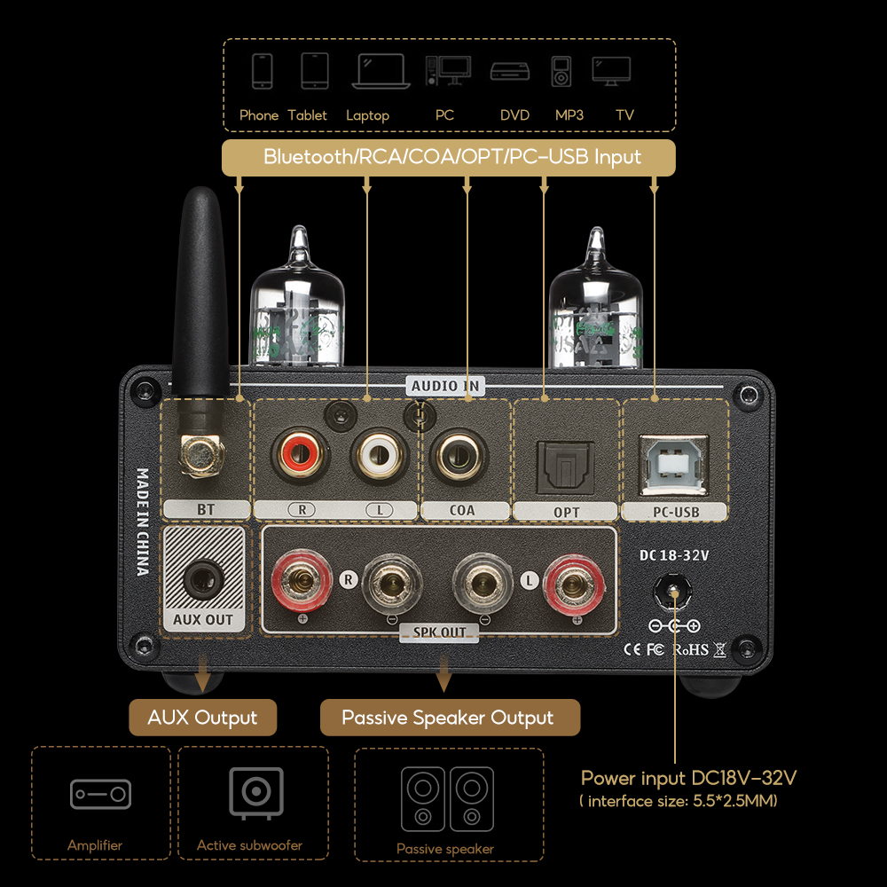AIYIMA T9 PRO APTX HD Bluetooth усилитель аудио 100Wx2 HiFi стерео усилитель мощности USB ЦАП COAX OPT VU метр ламповый усилитель