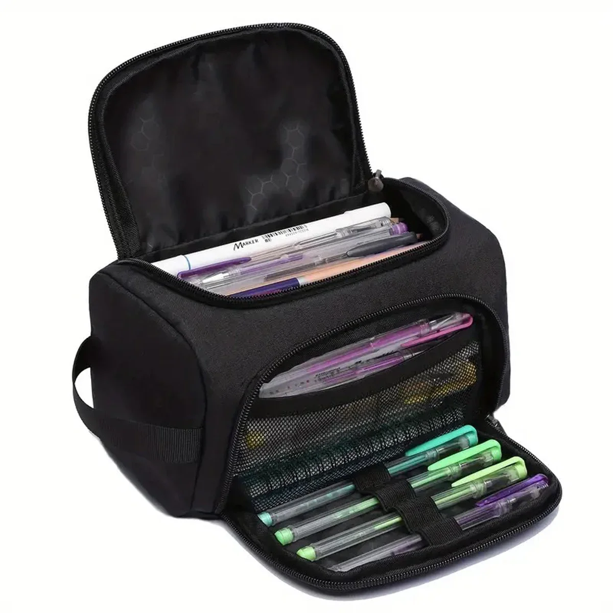 Estuche para lápices multiusos extragrande, organizador espacioso de poliéster duradero para útiles escolares y maquillaje, diseño portátil para adolescentes